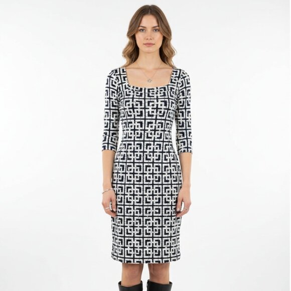 Lilly Pulitzer 100% Silk 3/4 Length Sleeve Geometric Print Dress 4 - Picture 1 of 7